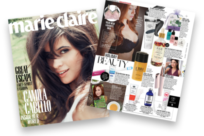 LBRI mail mags L'Bri featured in Marie Claire December aloe based skin care set