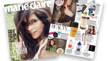 L'Bri featured in Marie Claire December aloe based skin care set